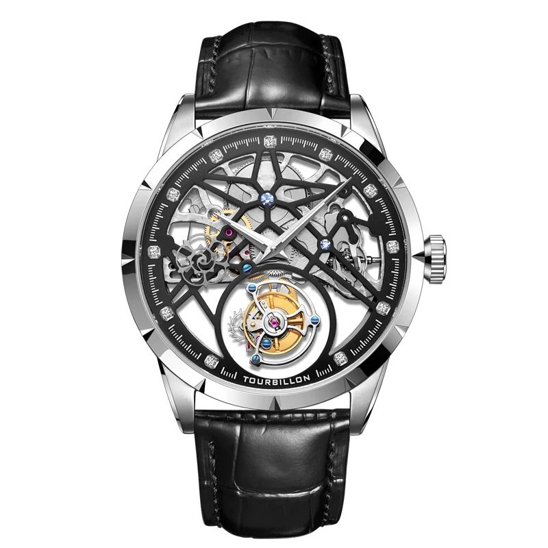 

Guanqin new tourbillon luxury elegant genuine leather men wrist watch