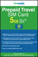 

"Lyca" 5GB Prepaid Travel SIM Card with 30 Days service