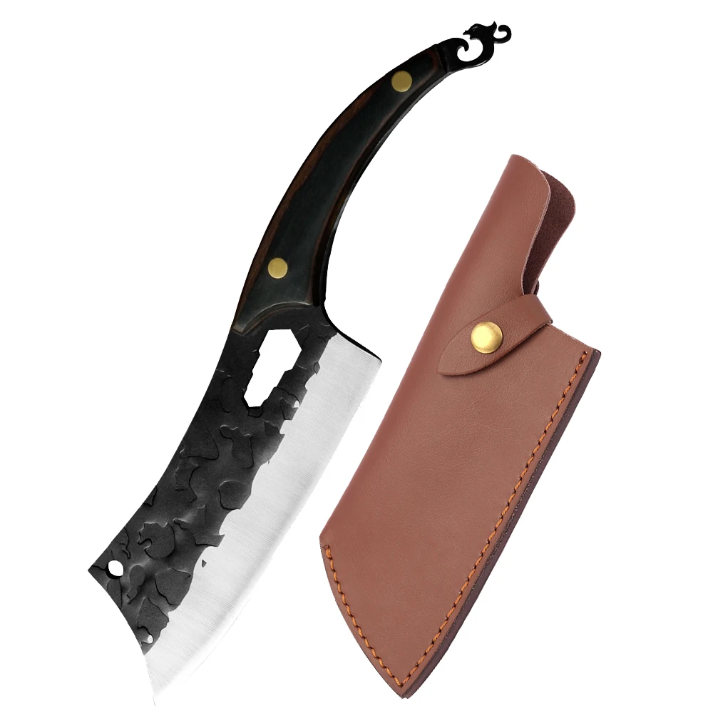 

Xingye 7 Inch Leather Sheath Chef Fish Chopping Meat Cleaver Stainless Steel Full Tang Fixed Hunting Knife Tactical Military