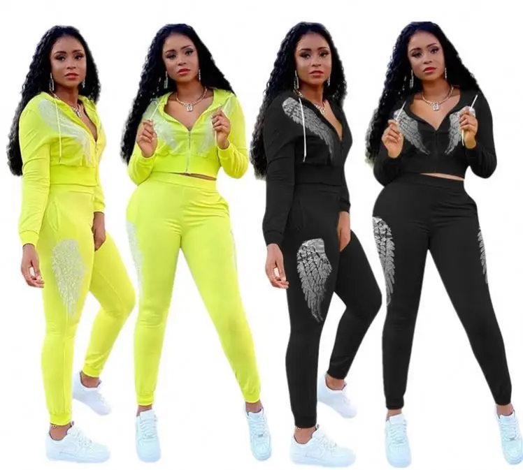 

2020 Fall Clothing Sportswear Outfit 2 Piece Jogger Set Women Track Suits