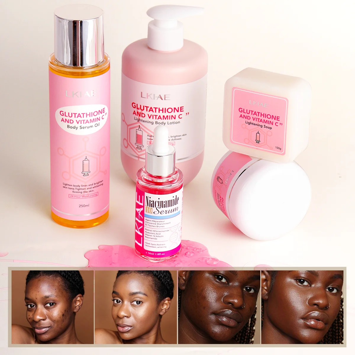 Private Label Luxury Organic Vitamin c Body Lotion Care Products Whitening Face Cream Skin Care Set