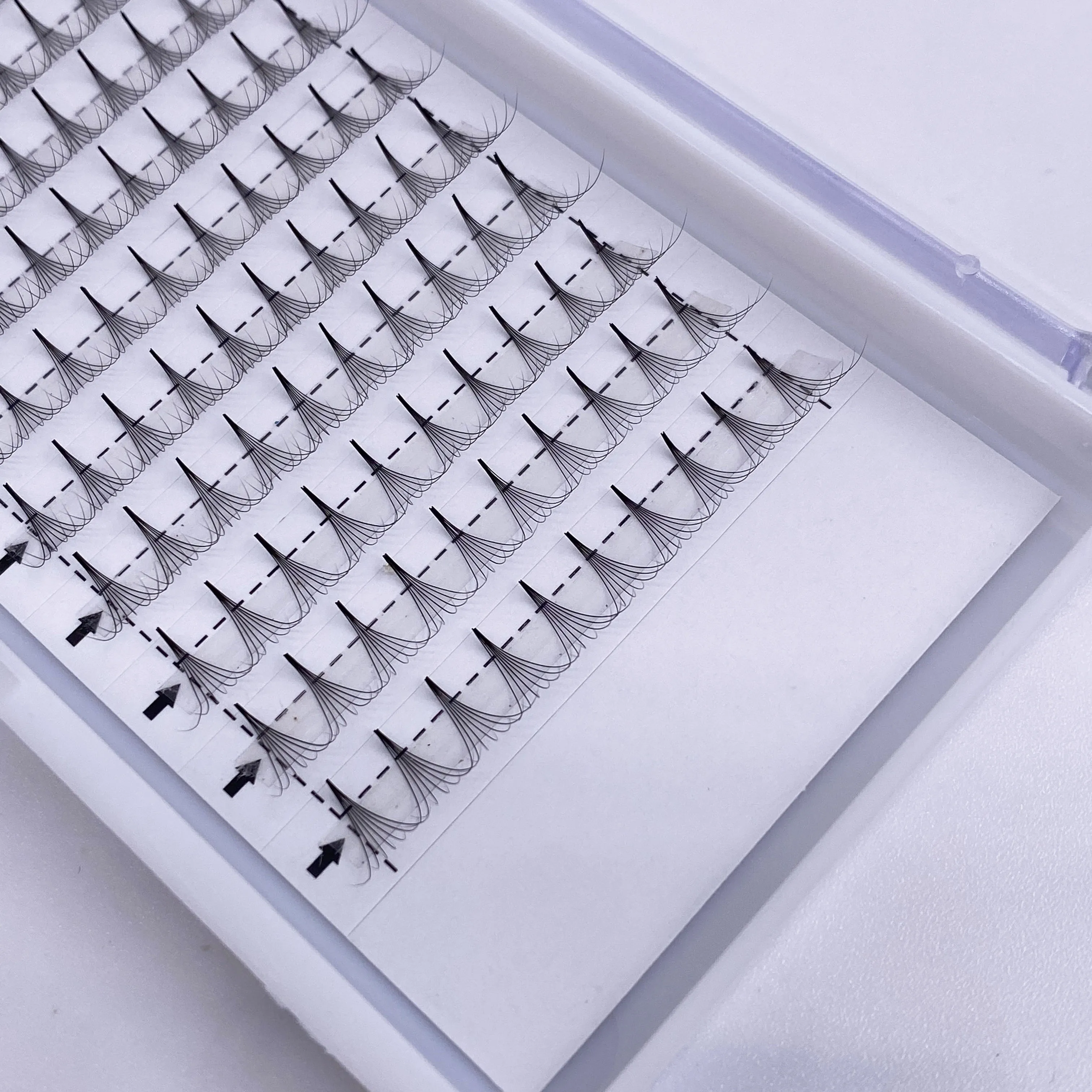 

china wholesale lashes black 7d pre made russian volume fans eyelash extensions package human hair pbt eyelash extension