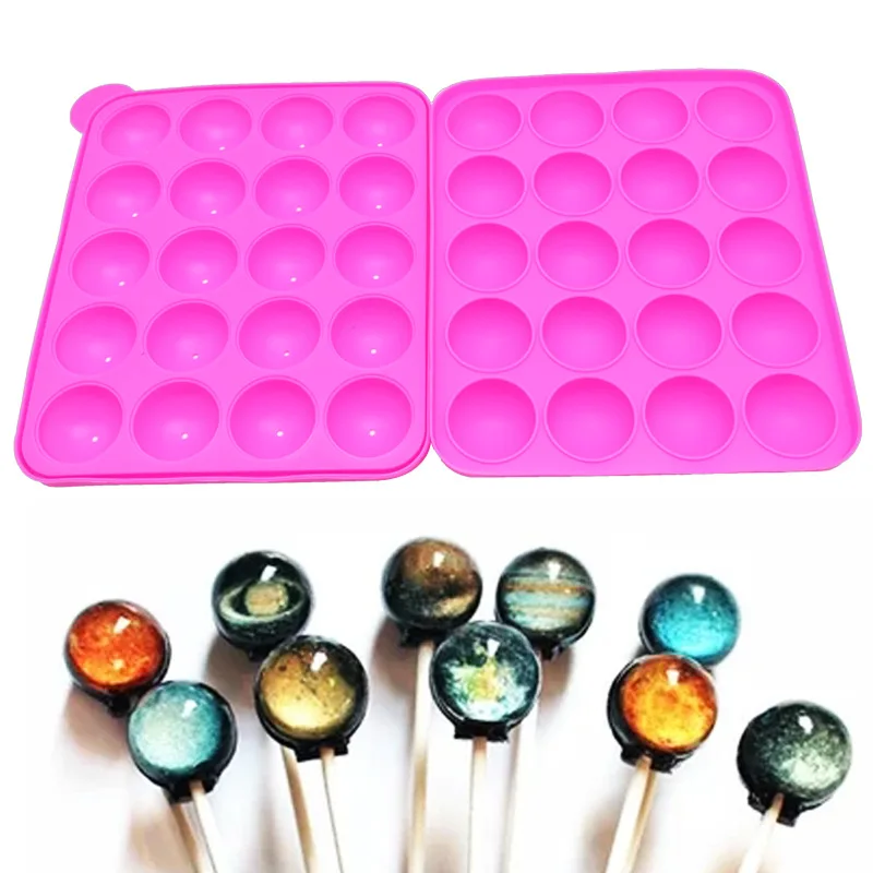 

DIY Baking Tools 20 Hole Round Chocolate Lollipop Silicone Mold Fondant Cake Shaping Mold for Baking Pastry Accessories Supplies