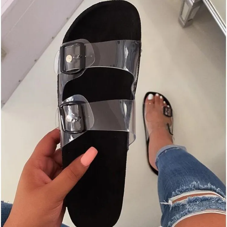 

Transparent Plastic Soft Jelly Shoes Women Belt Buckle Women Outdoor Beach Ladies Slippers