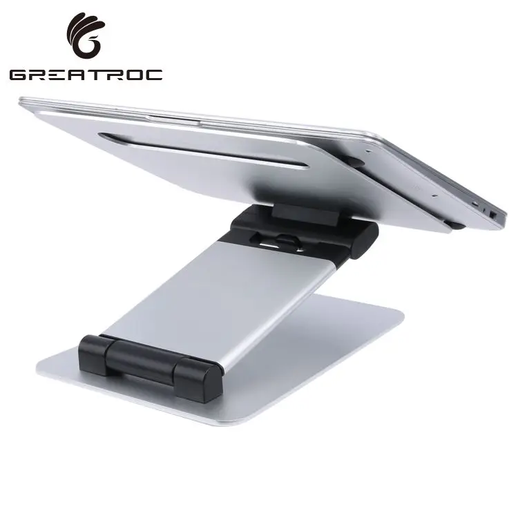 

Great Roc portable laptop desk 2021 ergonomic silver/grey aluminium laptop holder folding stand