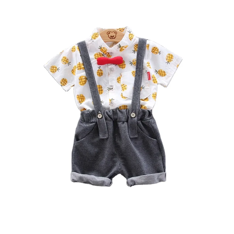 

Children's Clothing Short-sleeved 1-5 Year Boy Baby Cartoon Print Denim Shorts Suit