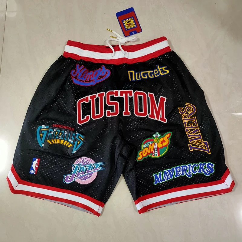 

Custom 90s hip hop stitch vintage twill applique 2021 embroidery mesh just mans don basketball shorts zipper pockets