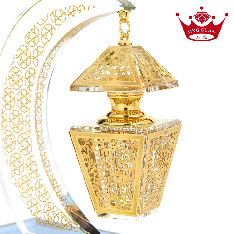 
Muslim Islamic Gifts Empty Decorative Crystal Fancy Crescent fragrance bottle Aromatherapy bottles 
