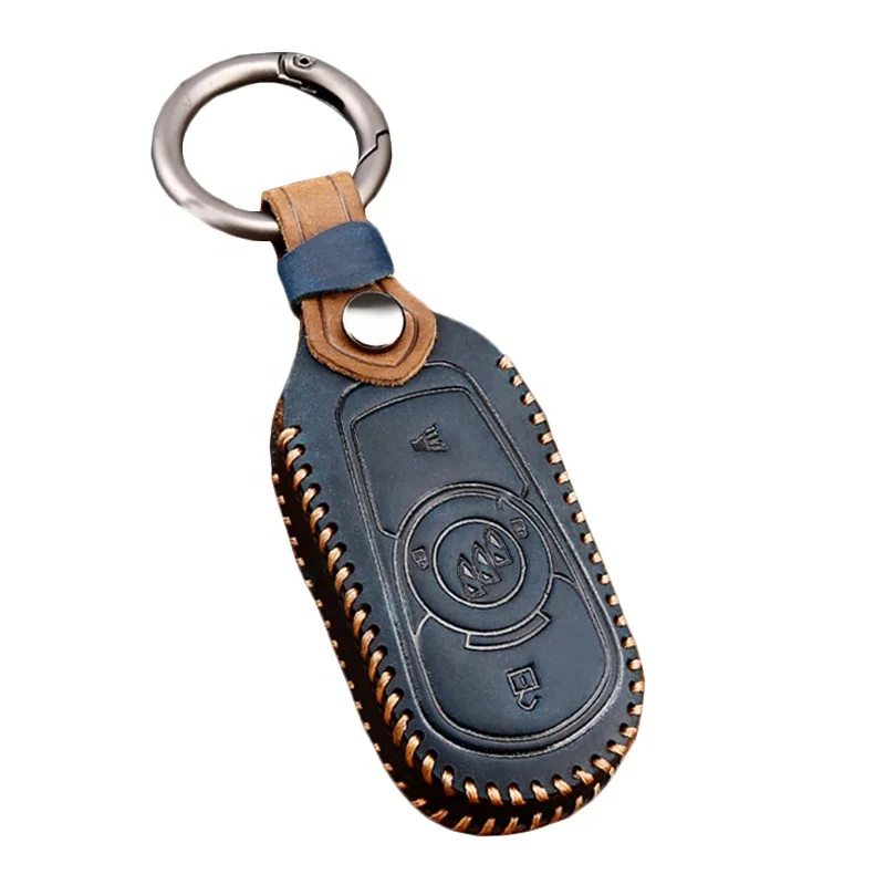 

New crazy horse skin car key wallet fashion gift leather key cover case for Buick, Blue\coffee brown