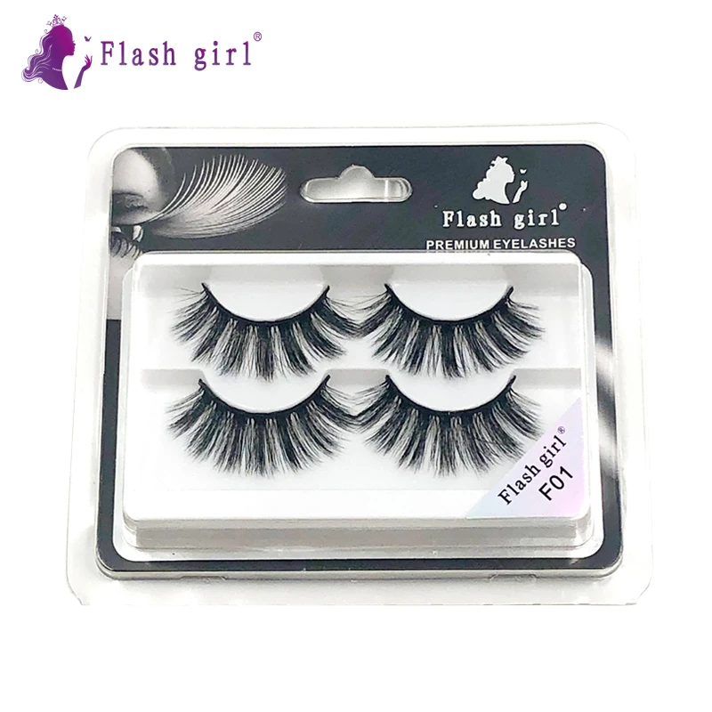

Wholesale Flash girl F series 20 models Faux Mink Eyelashes 2 pair natural false eyelashes Full Strip Eye Lashes Thick false Eye