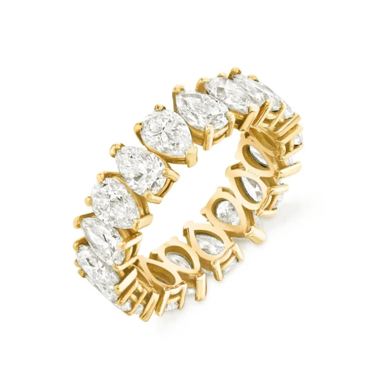 

Gemnel fashion high quality 925 silver jewelry pear eternity wedding pear stone rings gold for women