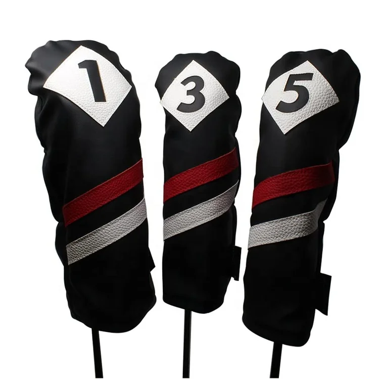 

Golf Headcovers Black Red and White Vintage Leather Style Golf Driver Head Cover Fits 460cc Drivers, Picture color or custom