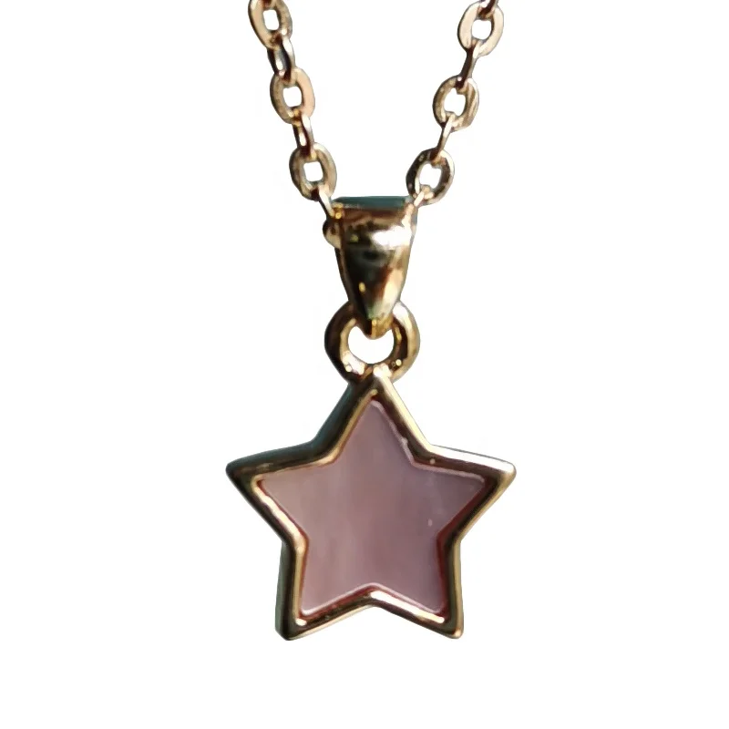 

Fashion clavicle chain plated gold mother of pearl shell Star Pendant necklace women jewelry