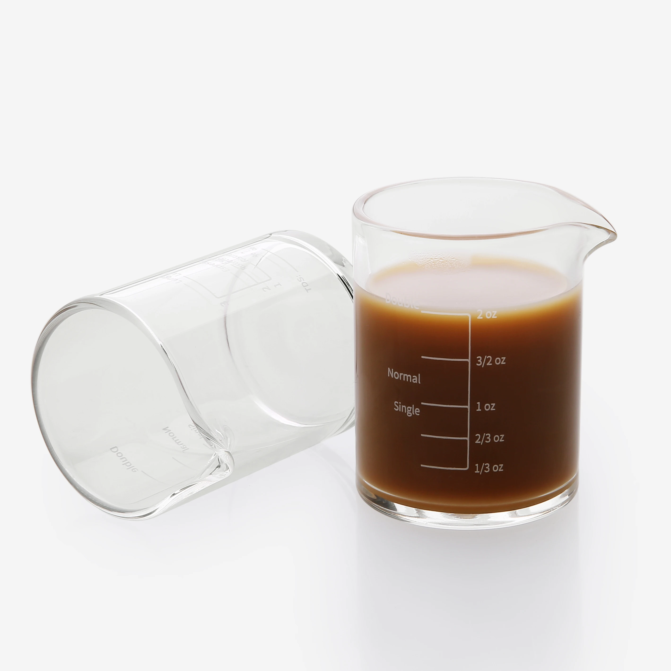 

BCnmviku 2 pack Espresso Shot Glass Cups Scale Glass Measuring Cup Home Cafe Heat Resistant Glass Measuring Milk Cup, Transparent