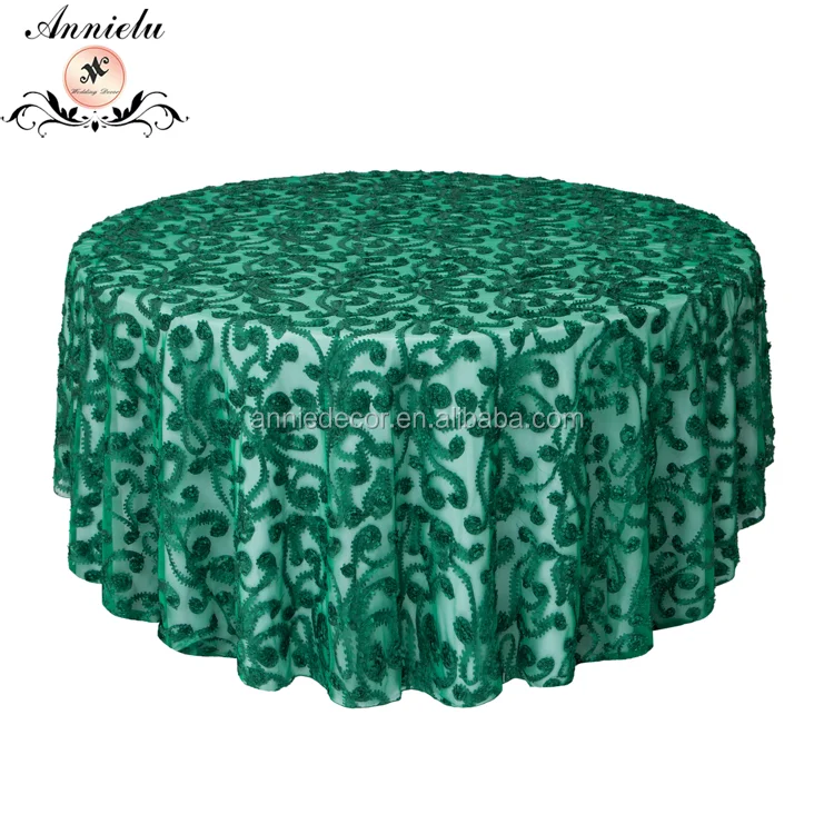 Cheap snow embroidery round linen table cloth wedding