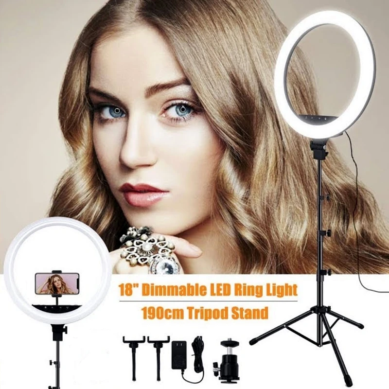 

18inch SMD big led selfie ring light tripod adjustable dimming ring light for Video Live Makeup Photography