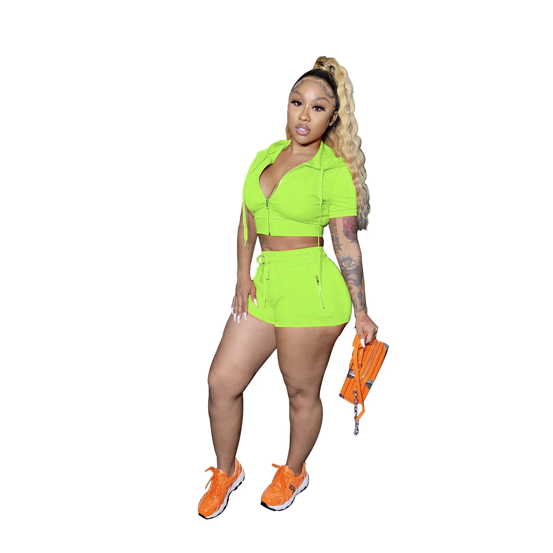 

Plus size women clothing 2021 summer Good quality candy color long sleeve 2 piece set women two piece set women clothing