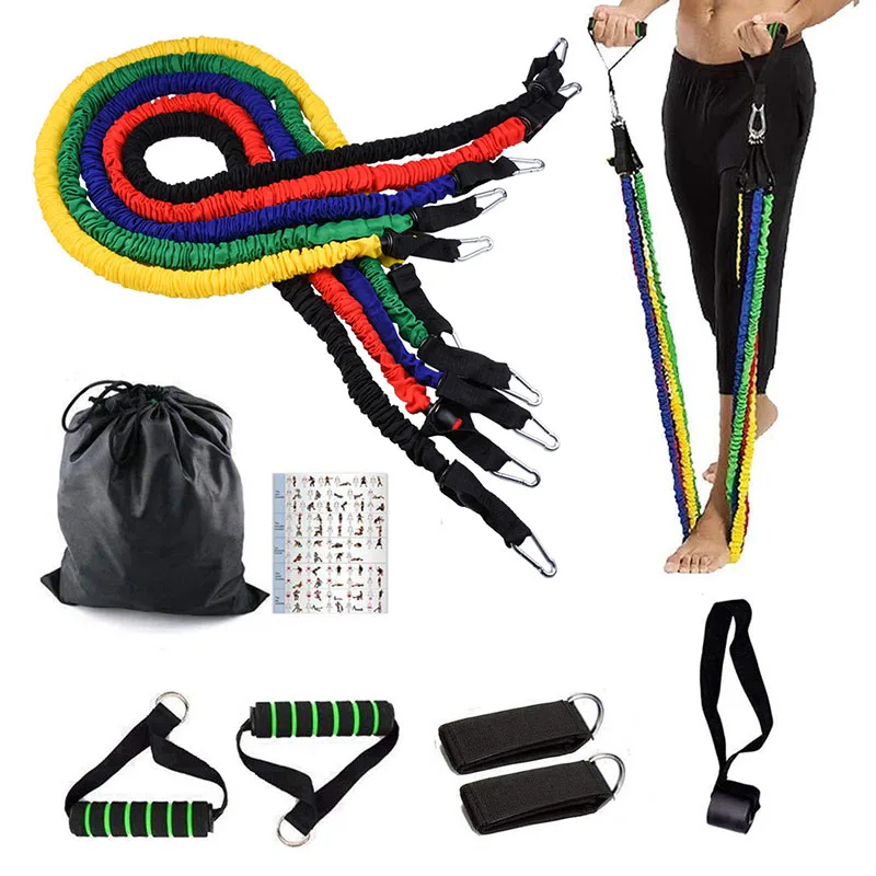 

Resistance Bands Set 10PCS Workout Muscle Exercise Natural Latex Bands Door Anchor Handles Fitness Home Gym Boxing MMA Training, Yellow, red, blue, green, black