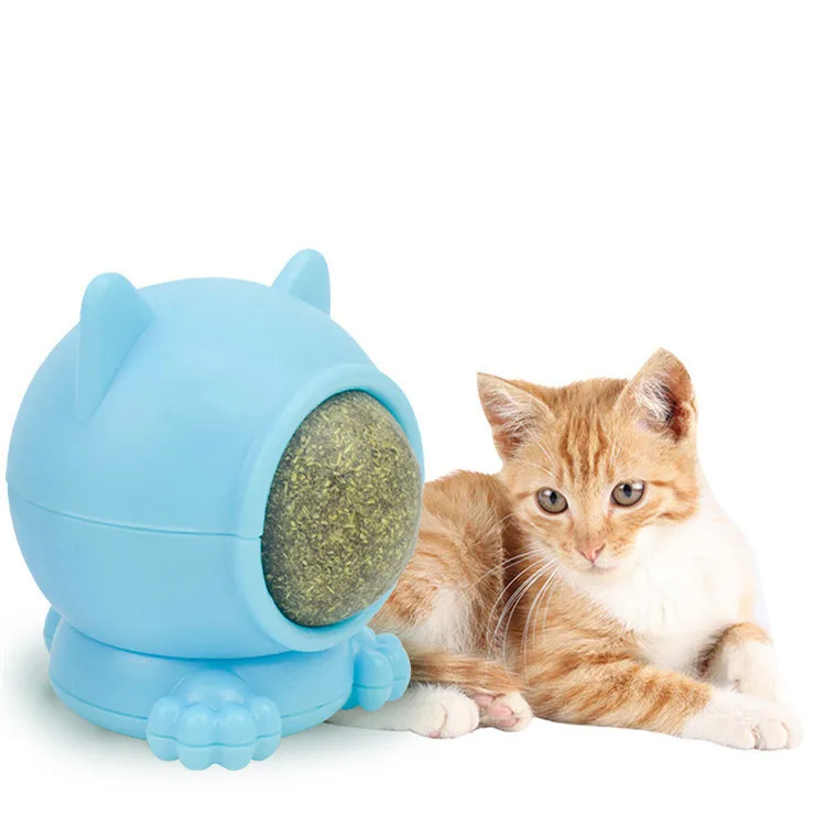 

Natural Smart chew Lick Suction Cup Interactive Home Chasing cat catnip ball toy For Pet