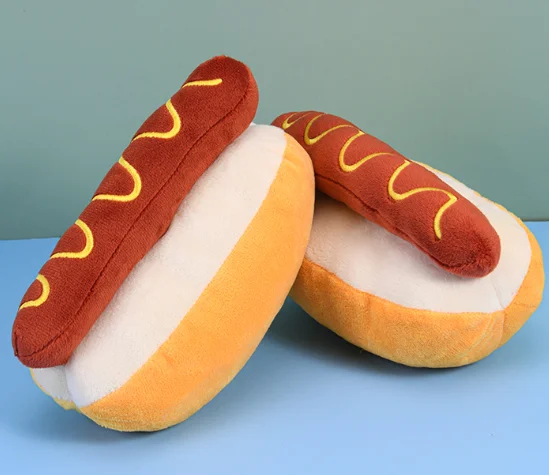 

2023 New Plush Sound Toy Simulation Hot Dog Hamburg Dog Toy