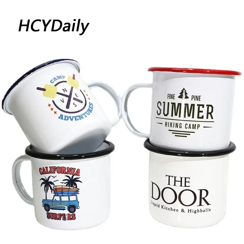 

Wholesaling Sublimazed Enamel Mug Enamel Steel Mug Custom Logo with Handle