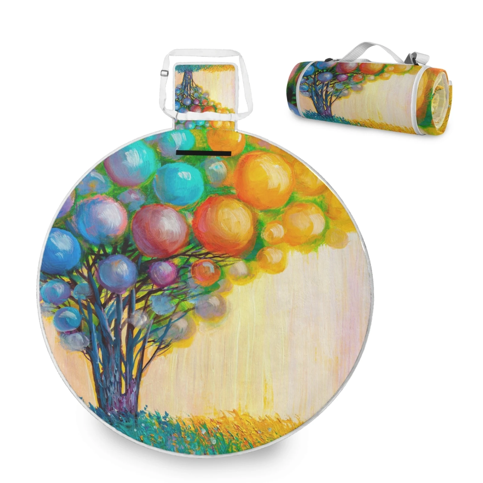 

Custom Oil Painting Kids Outdoor Foldable Fleece Mat Large Travel Picnic Blanket