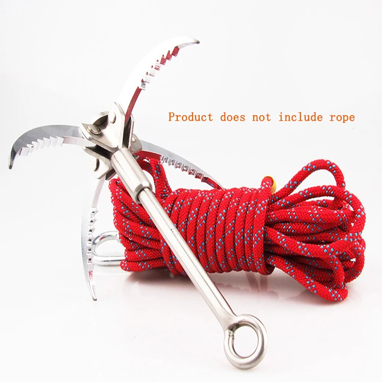 

Wholesale Outdoor Camping Hiking Tree Rock Mountain Climbing 4 Claws Grappling Hook Folding Survival Claw Multifunctional Hook, Silver