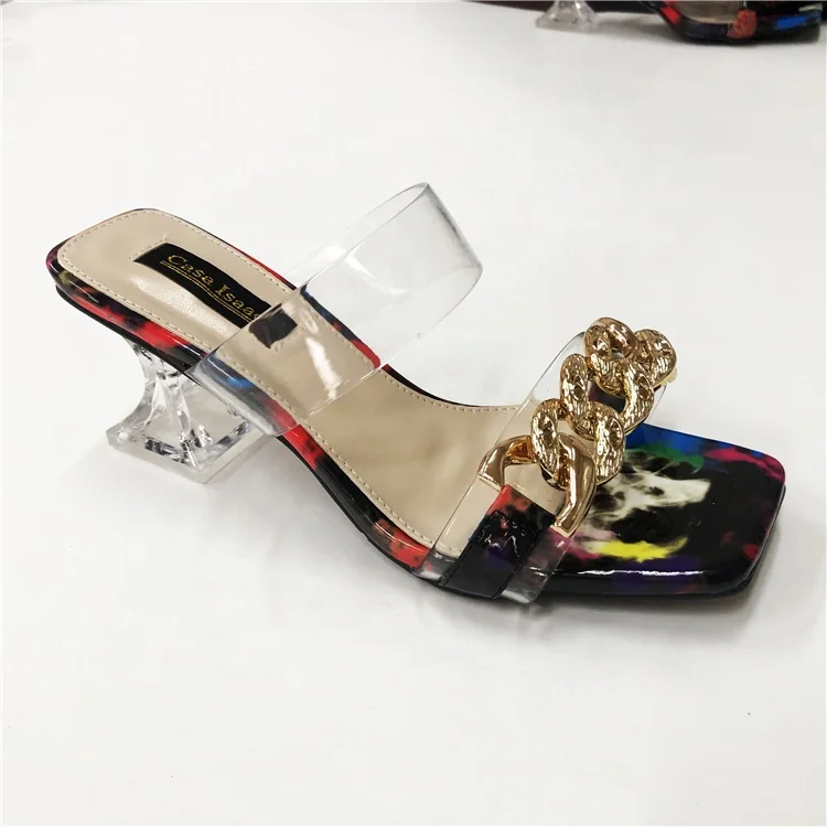 

Latest Gold Chain Ladies Heeled Shoes Crystal Formal Dress Pumps Sandals Women High Heels, Customized color