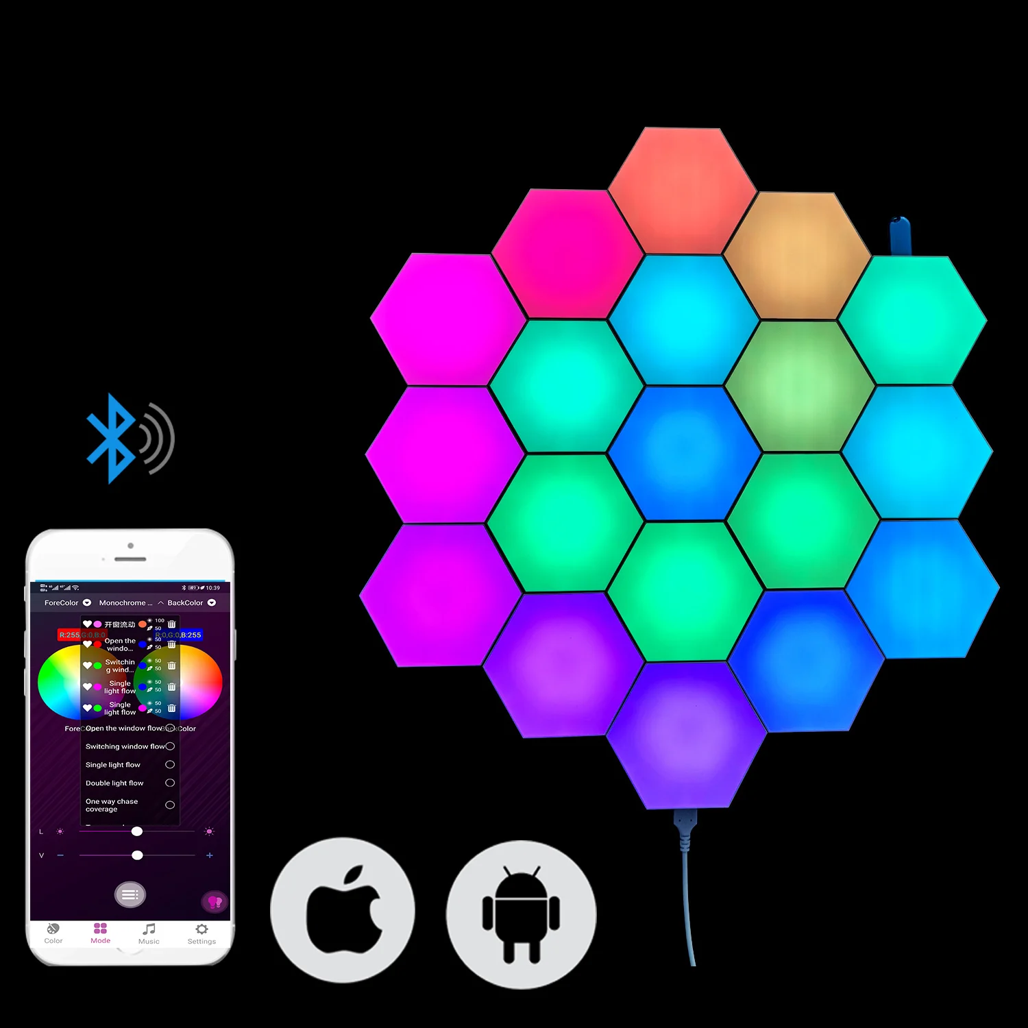 

Phone APP controlled Smart Lighting Newest Trend Gift 16 million Color Hexagonal Led Light For Home Decorative