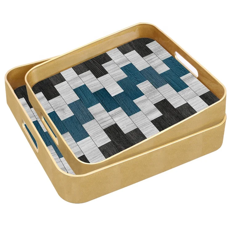 

Best Sale Eco-Friendly Decor Tray Elegant Square Serving Tray Marble Printing Tray