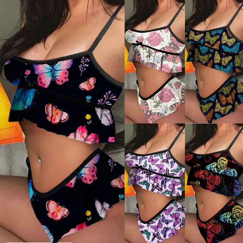 

Customized butterfly printing satin nighty 2 piece sexy pajamas lounge set women pajamas, Picture shows