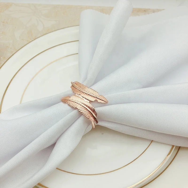 

Cheap Leaf Napkin Ring Eco-Friendly Alloy Rose Gold Napkin Ring Holder Cheap Napkin Rings Wedding Stocked HWL03