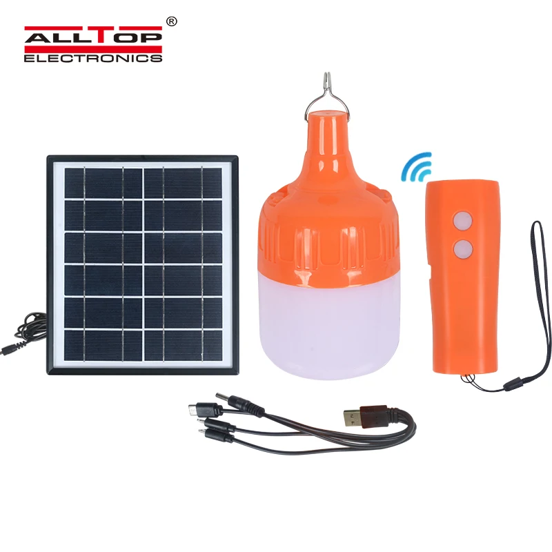 ALLTOP hot sale solar charging ip65 waterproof  outdoor indoor solar battery rechargeable bulb light solar emergency light