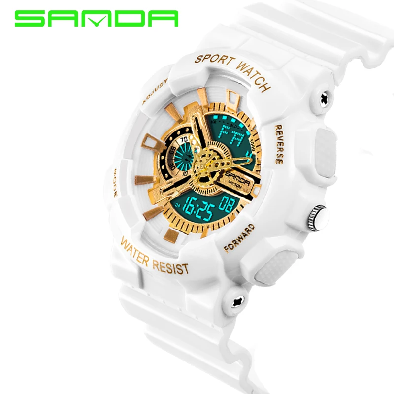 
Sanda 799 Sport Brand Electronic Watch Digital Men Wristwatches White Military Waterproof Swim Male Reloj Watch 