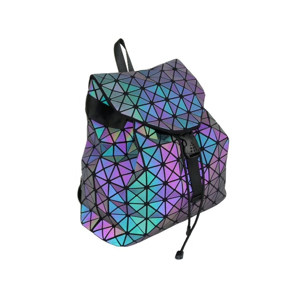 

Hot fashion trend holographic rainbow geometric luxury backpack, Luminous