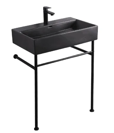 
Ceramic Bathroom Sink black stainless steel support wash basin 