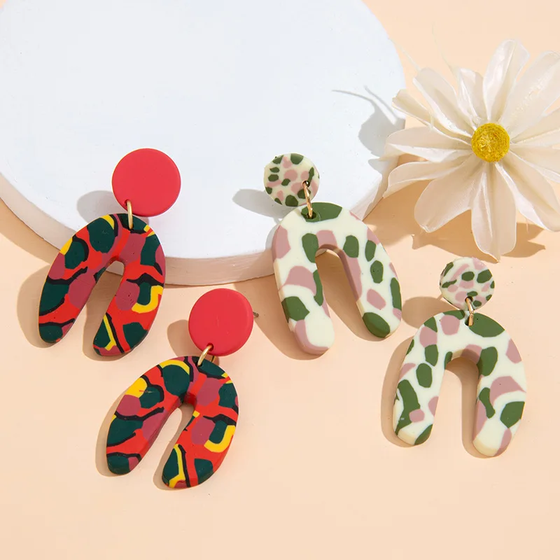 

OUYE women polymer clay fashionable wholesale jewelry fashion stud trend earrings 2021 handmade clay earings for women 2020, Colorful