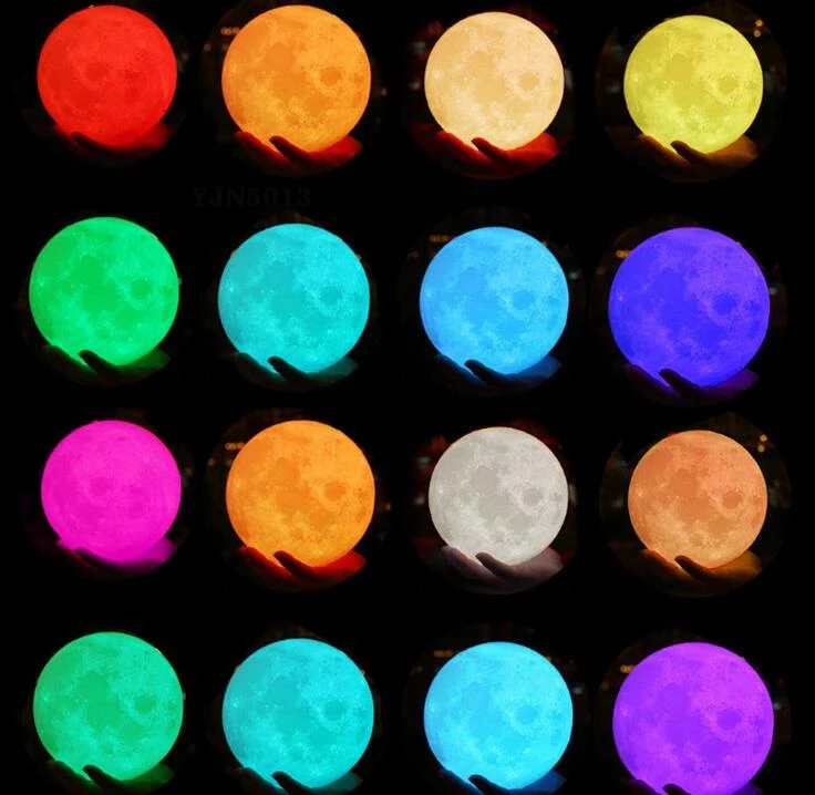 
YJN5403 Christmas Gift 16 Colours Touch Sensor Remote Control USB Custom Small Led 3D Moon Lamp Night Light For Kids 