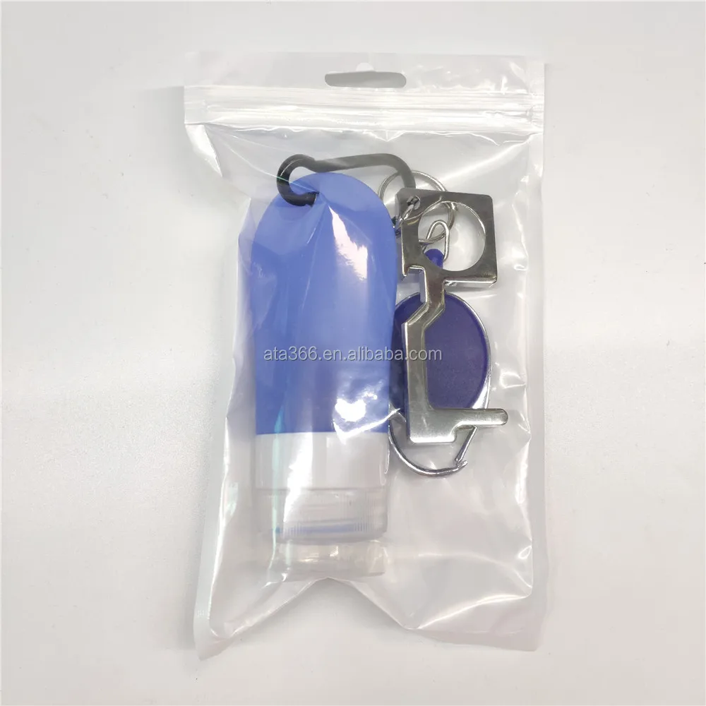 
30ML Rubber Hand Sanitizer Bottle Keychain Custom Hands Free Door Bottle Opener No Touch Keychain Silicone Sanitizer Bottle 