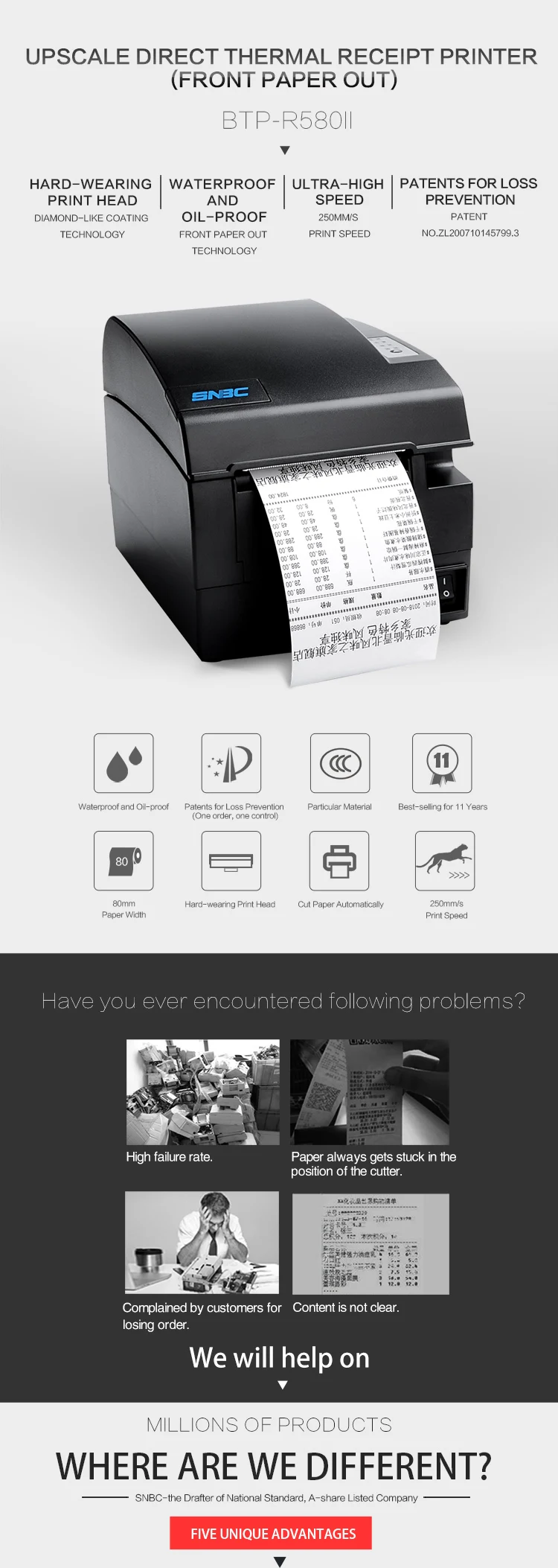 Waterproof Design Cheap Receipt Cheap Thermal Scangle Thermal Printer