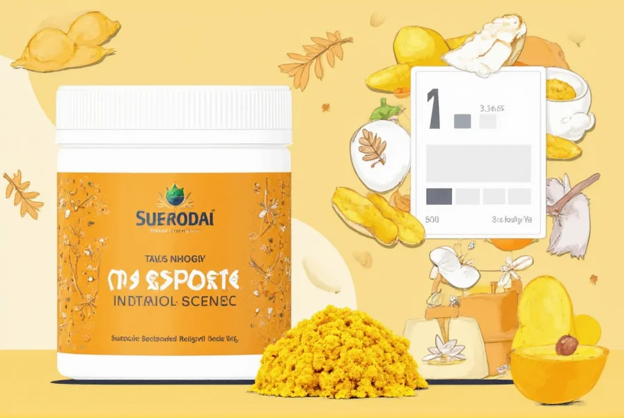 Turmeric root and supplement capsules showing curcumin content comparison