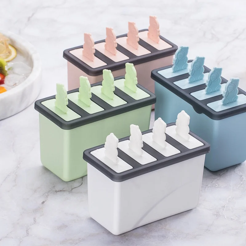 

Summer Home DIY Food Grade Homemade Ice Cream Retro Ice Stick Mold Four Grid Popsicle Box