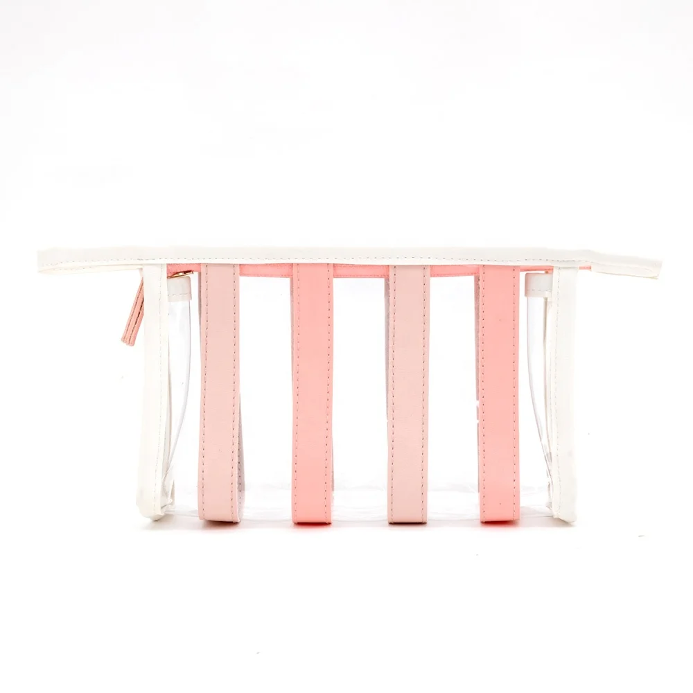 

Cosmetics Makeup Striped PVC Transparent Cosmetic Bag Small Bags For Cosmetic