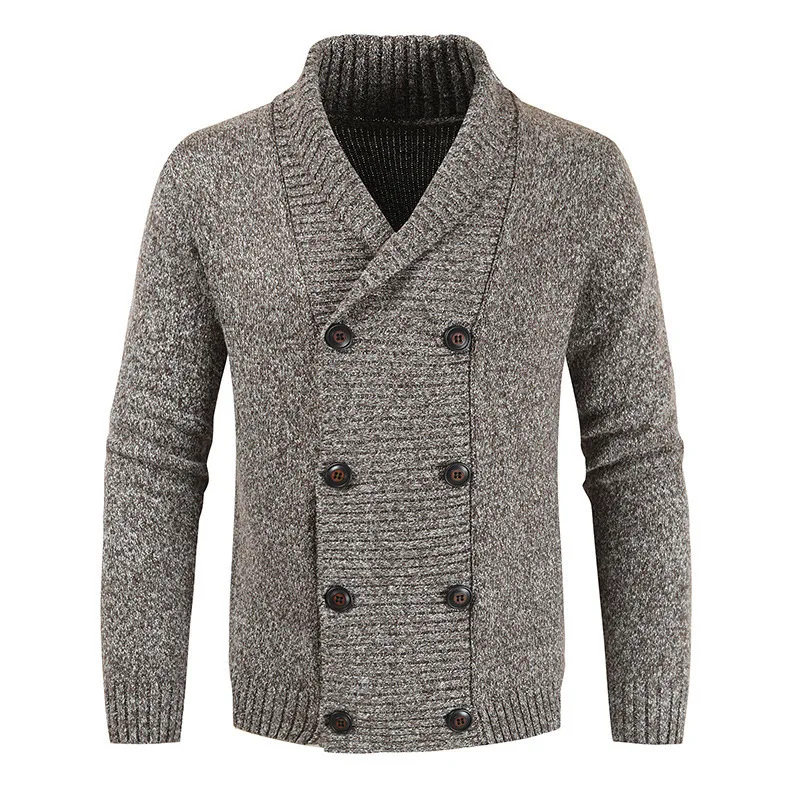 

fashion new men's solid color lapel cardigan fashion youth long sleeve double-breasted men knit sweater jacket