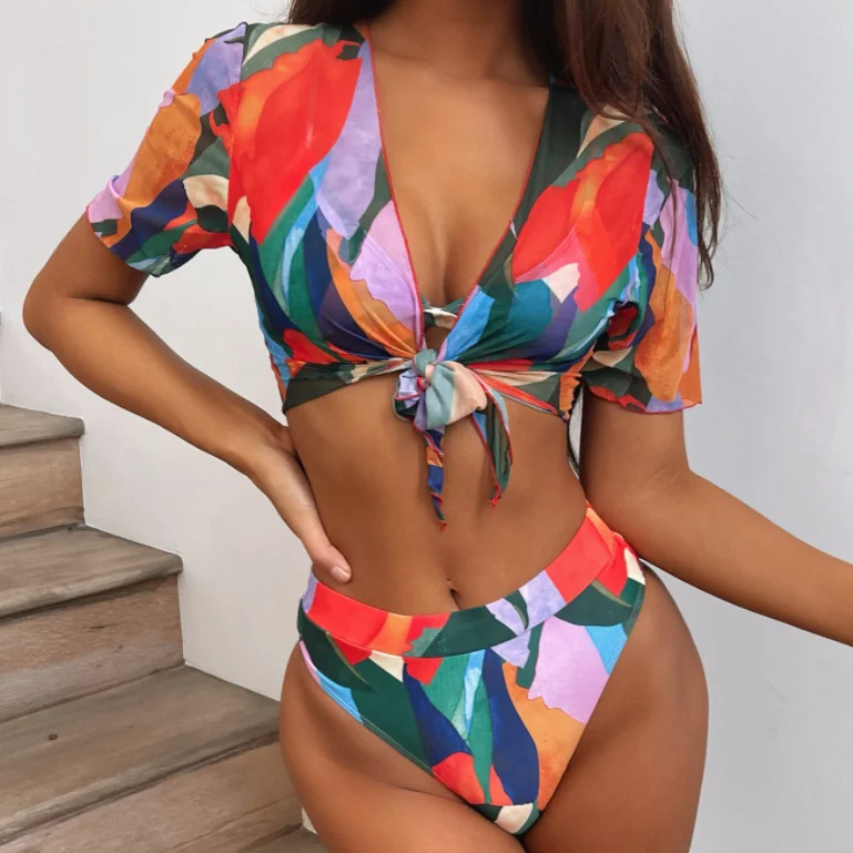 

swimwear vendor three piece swimsuit printed women sexy bikini sale, Accept customized