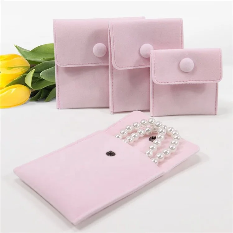

BeHeart Wholesale Custom 8.5*10 cm Pink Jewelry Gift Bags Packaging Necklace Storage Buckle Pouches Cute Pink Ring Velvet Pouch, Blue/pink/beige/grey/red