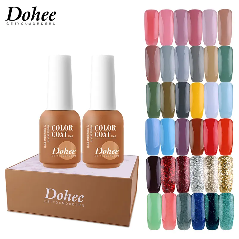 

Dohee brand fashion colors UV gel polish easy to color soak off uv led gel nails 15ml brand glitter colors