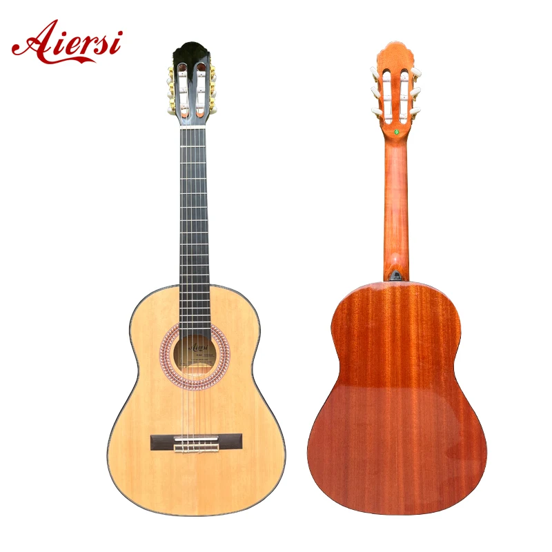 Aiersi Supply Handmade Small Size 36 Inch Solid Top Vintage Nylon String Traditional Classical Guitar