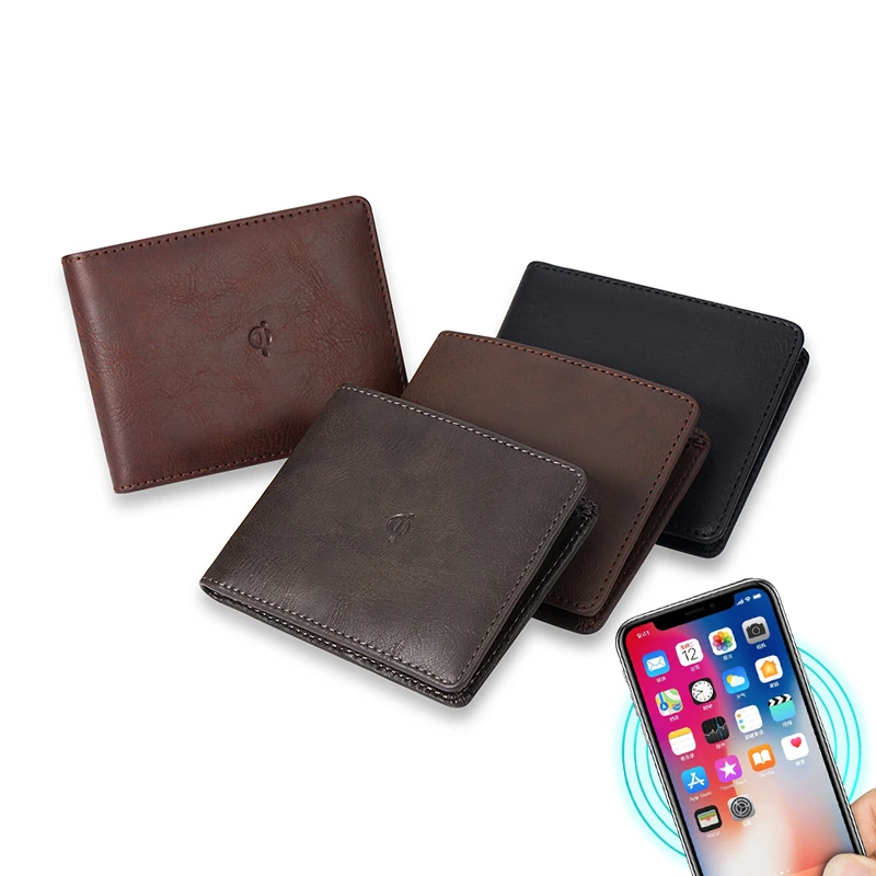 

Wholesale Leather 3000mAh wireless charger mens smart slim wallet, As your request
