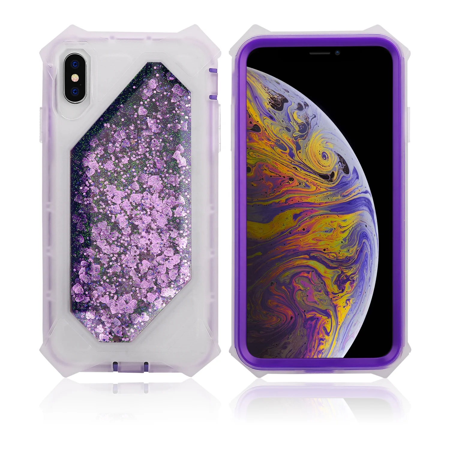 

2020 New Design Glitter Liquid Quicksand Cellphone Case for iPhone X Xr Xs Xs Max, Black, red, pink, navy blue, golden, sliver